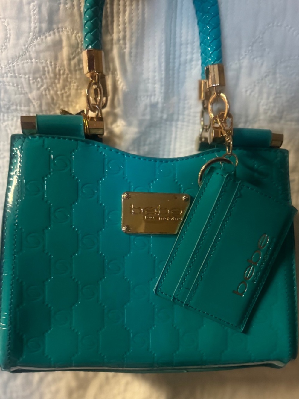 TURQUOISE STRUCTURED TOP-HANDLE WOMEN'S HANDBAG